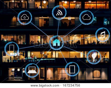 Internet of things futuristic background showing domotic connections