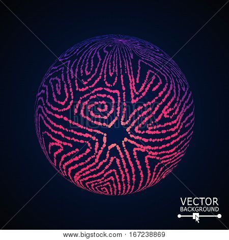 Luxury Sphere With Swirled Stripes. Vector Glowing Composition
