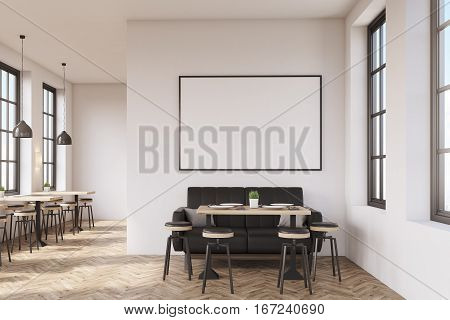 Coffee Shop With Poster, Wooden Floor