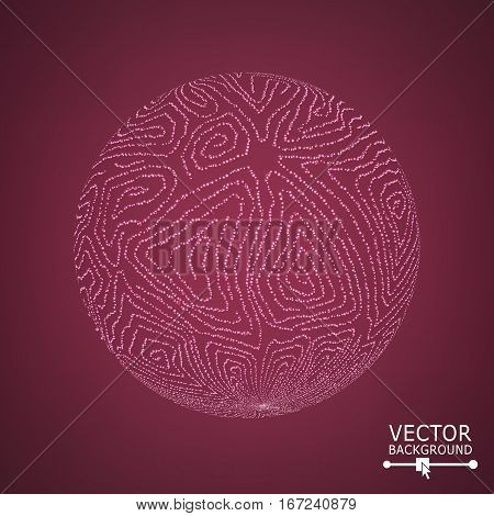 Sphere Background With Shiny Glitters. Vector Glowing Composition