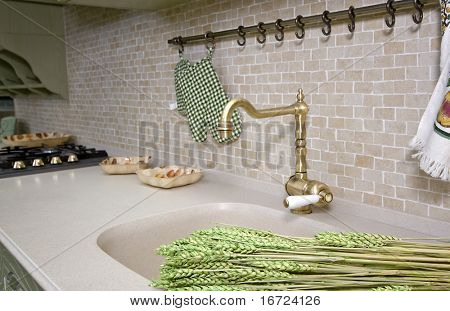 the modern kitchen interior close-up detail  photo