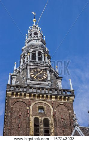 Tower Of The Old Church In The Center Of Amsterdam
