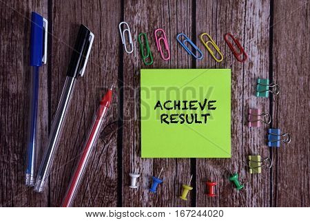 Tolls With Notes ACHIEVE RESULT Conceptual On Wooden Background