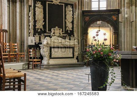 Utrecht the Netherlands - February 13 2016: Interior of St. Martins Cathedral (Domkerk)