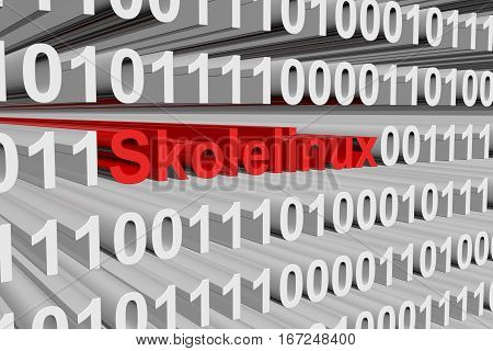 Skolelinux as a binary code 3D illustration