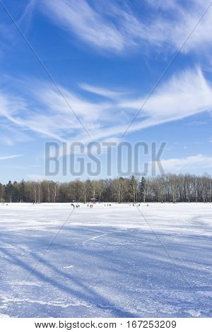 Kuhsee in Winter. Germany. Winter Landscape in Bavaria.
