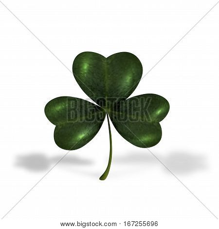 Trifoliate clover. The symbol of St. Patrick s Day. Isolated on white background with shadows. Vector illustration