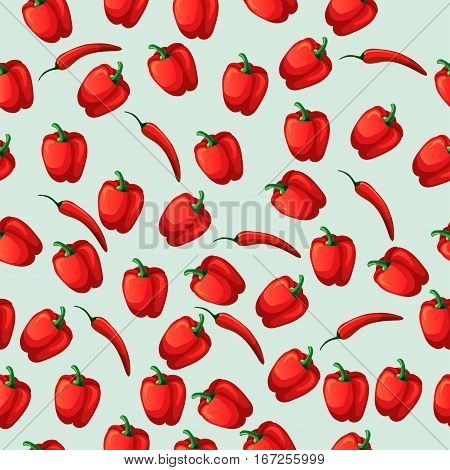 Very high quality original trendy vector seamlesss pattern with red bell pepper