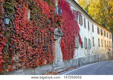 Albiate (Monza Brianza Lombardy Italy): exterior of the historic Villa Airoldi at fall