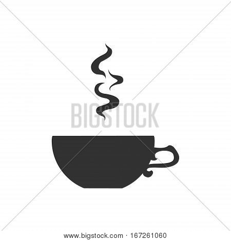 Cup silhouette with hot drink. The vector drawing without background. An element for design of the menu.