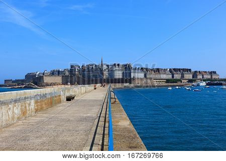 A beautiful day in the city Saint Marlo in France.