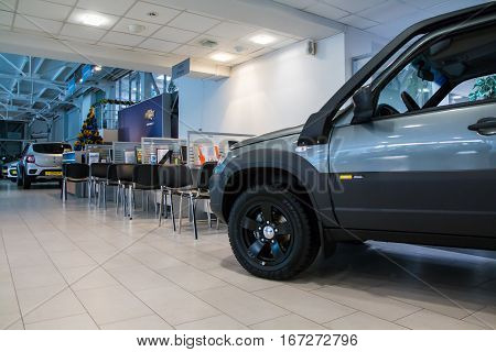 Showroom Of Dealership Chevrolet And Car In It In Kirov City In 2016