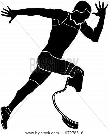 explosive runner athlete disabled amputee black silhouette