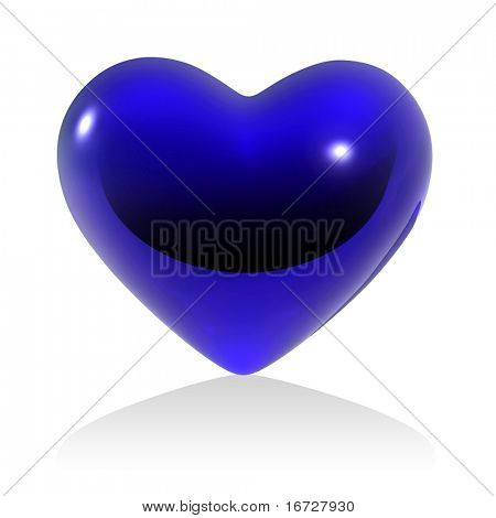 Cuore blu su sfondo bianco (isolato).  Vedere più questo tema nel mio portafoglio.