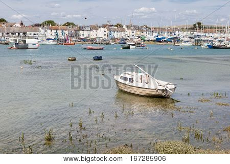 SHOREHAM UK - JULY 18: Boats in the harbour on Saturday July 18 2015 in Shoreham-by-Sea West Sussex UK