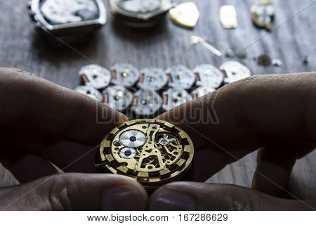 The procces of watch repair with the special tools