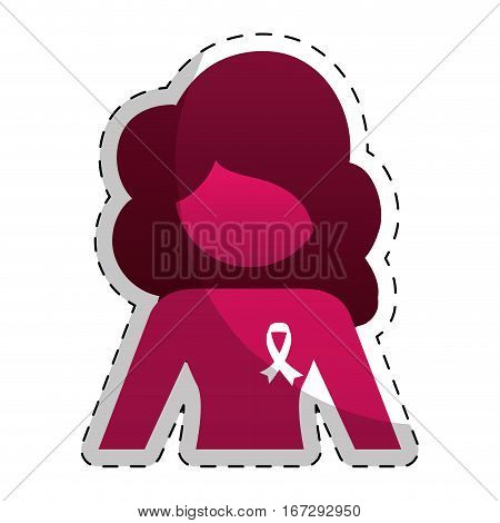 Fucsia woman feminist defense icon image, vector illustration