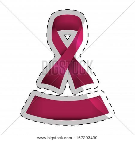 Fucsia ribbon breast cancer signal icon, vector illustration