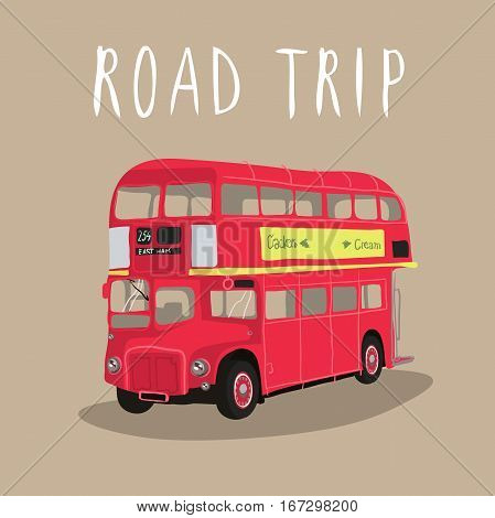 London red bus vector. Retro car. United Kingdom