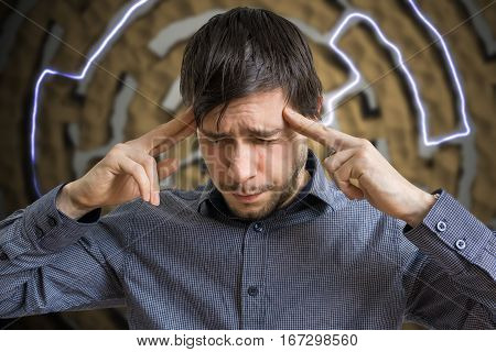 Young Intelligent Man Is Thinking And Looking For Solution For D