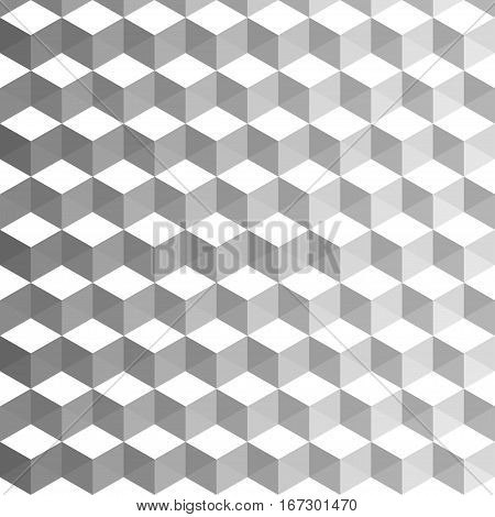 Abstract cubic background. Geometric decoration with blended colors grey and white. Creative design templates. Vector illustration