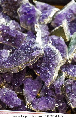 Raw Violet Amethyst Rock With Crystal Ametist