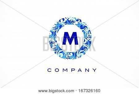 Letter M Blue Pattern Logo Design.
