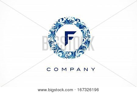 Letter F Blue Pattern Logo Design.