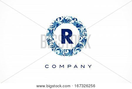 Letter R Blue Pattern Logo Design.