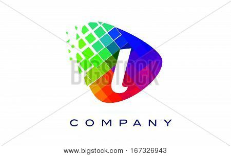 Letter L Colourful Logo. Rainbow L Letter Icon with Shattered Blocks.