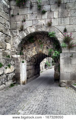an old historical street in Amasra, Bartin, Turkey