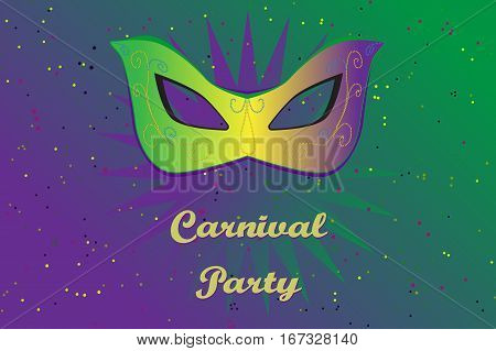 Picture ready for use in carnival thematic. Mask on vibrant background with confetti