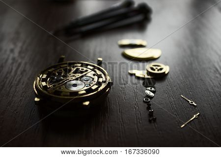 The procces of watch repair with the special tools