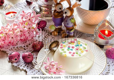 Easter. Desserts. The Beautifully Decorated Table.