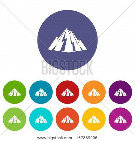 Rock set icons in different colors isolated on white background
