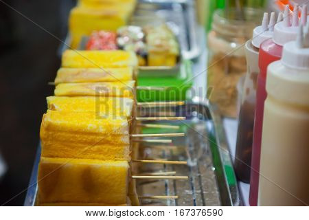 Toast Is Being Prepared For Sale In Night Market,thailand