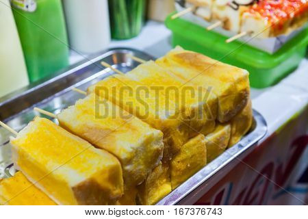 Toast Is Being Prepared For Sale In Night Market,thailand