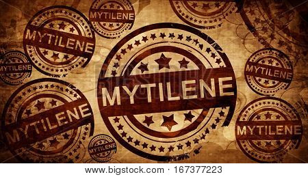 Mytilene, vintage stamp on paper background