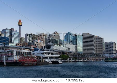 Darling Harbour Cityscape Of Sydney Cbd Skyscrapers