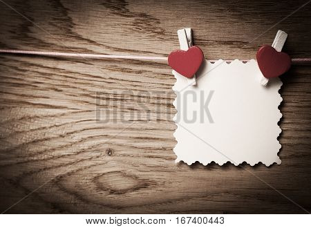 Love hearts on wooden texture background valentines day card concept