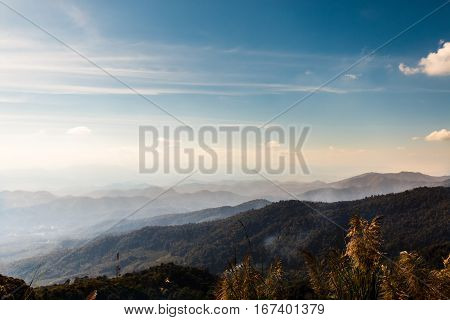 Beautiful landscape mountain and sky natural at Khun Chang Khian Chiang Mai Thailand