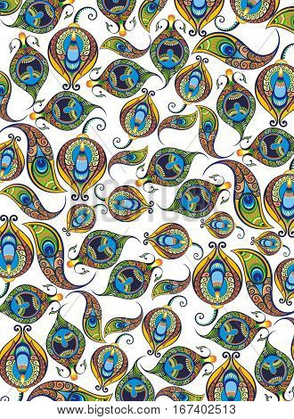 Seamless pattern with peacock feathers. Peacock feathers