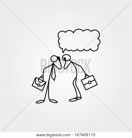 Cartoon icons of sketch stick business figures vector people in cute miniature scenes.