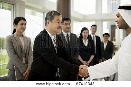 Business Partners Introductionary Handshake Bow