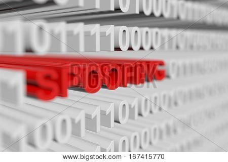 spoofing is represented as a binary code with blurred background 3d illustration
