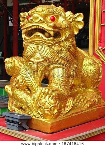 Gold Pixiu mascot animal of china, Chinese lucky animal mascot.