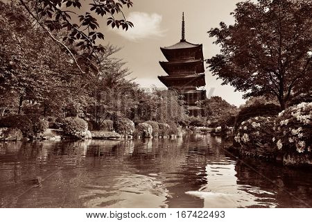 Toji Temple with historical building and garden in Kyoto, Japan.