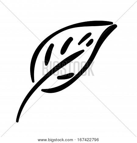silhouette leaf with ramification icon flat vector illustration