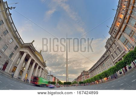 Dublin Ireland center symbol - spire and General Post Office