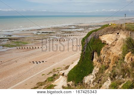 Bexhill on sea beach, view from the top of the cliff